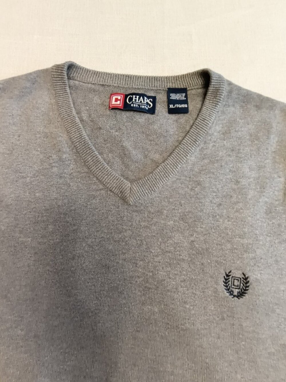 Chaps Men's Logo Knit Sweater Vest Cotton Size XL/TG Classic Gray - Picture 5 of 10